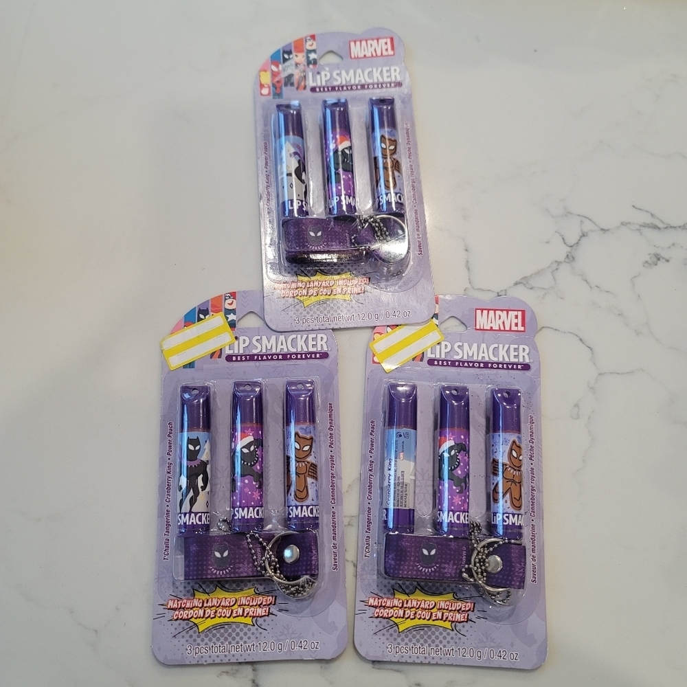 ♥️5 For $25 NEW MARVEL Lip Smaker Heroes Chapsrick set of 3 packs total 9 chap…